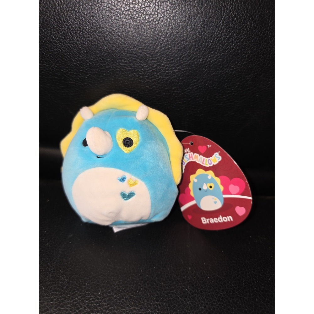 Mini Squishmallows Braedon Triceratops Plush Dinosaur Teal 4"